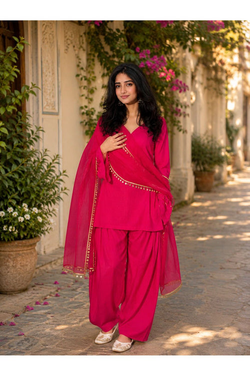 Pink Farshi Salwar Set with Dupatta