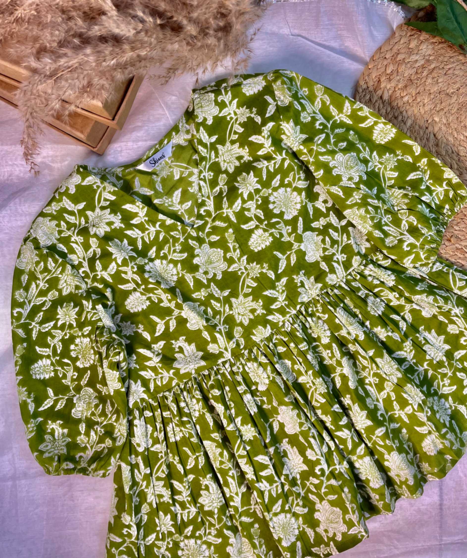 Olive Blossom Peplum Top