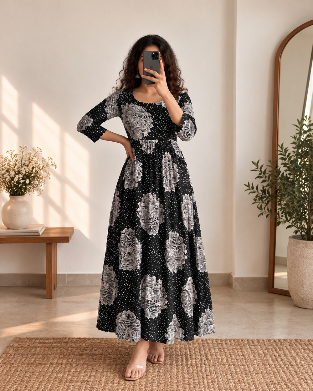 Black Plum Anarkali Dress