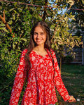 Red white full peplum top