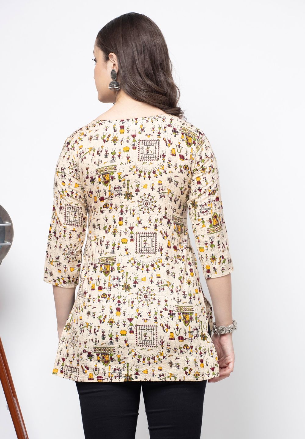 Shions Beige Women Printed Short kurti