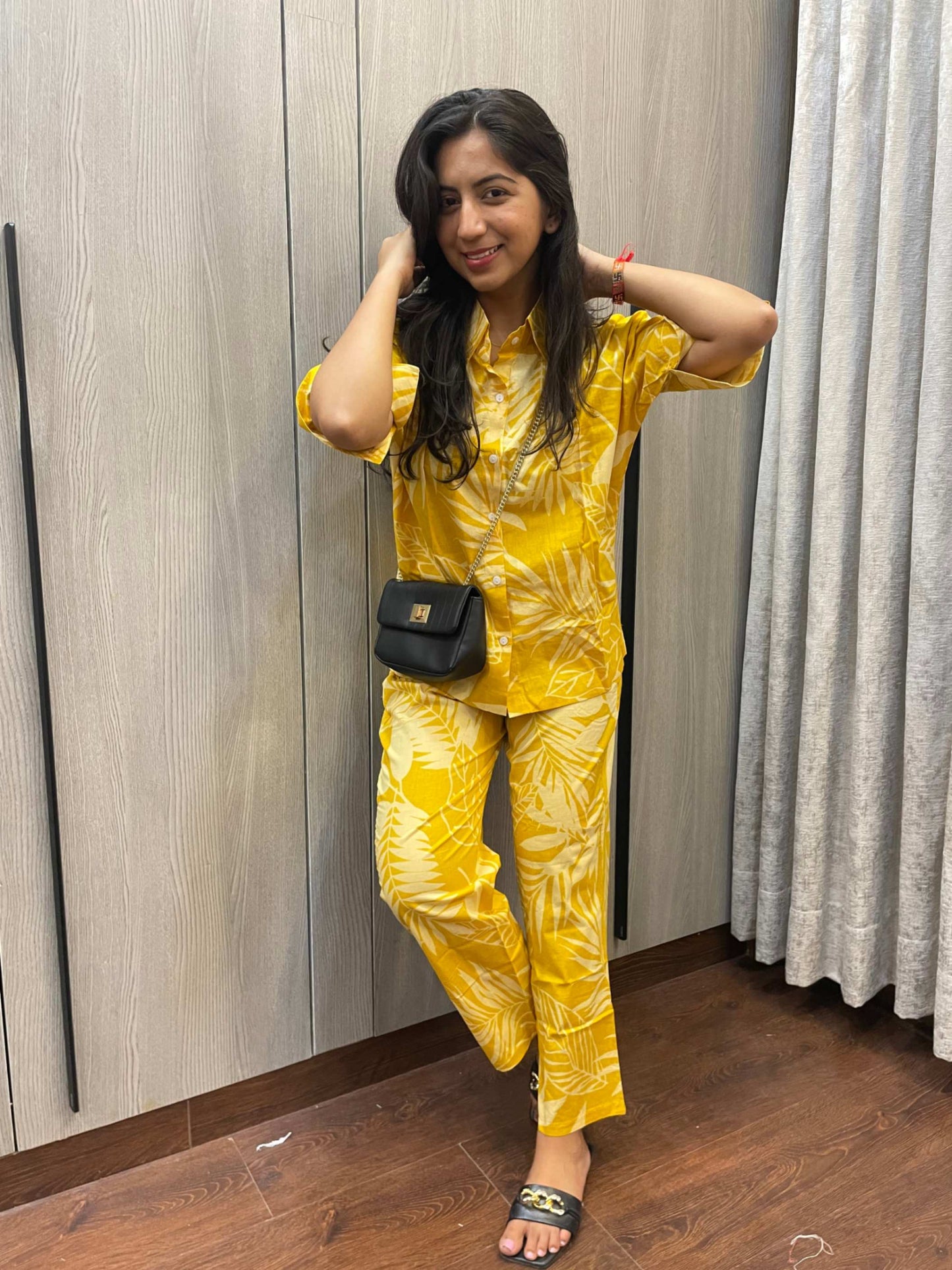 Yellow Shirt Style Co-Ord Set