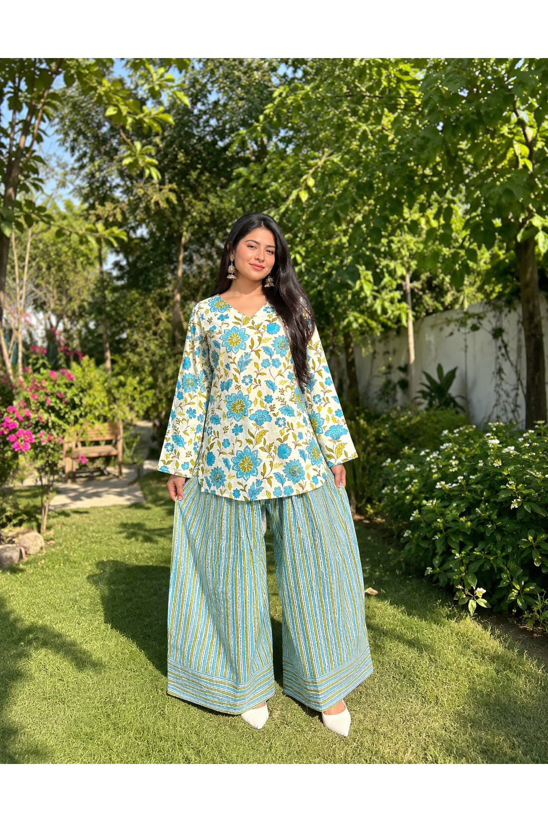 Blue gulmohar Farshi Salwar Suit