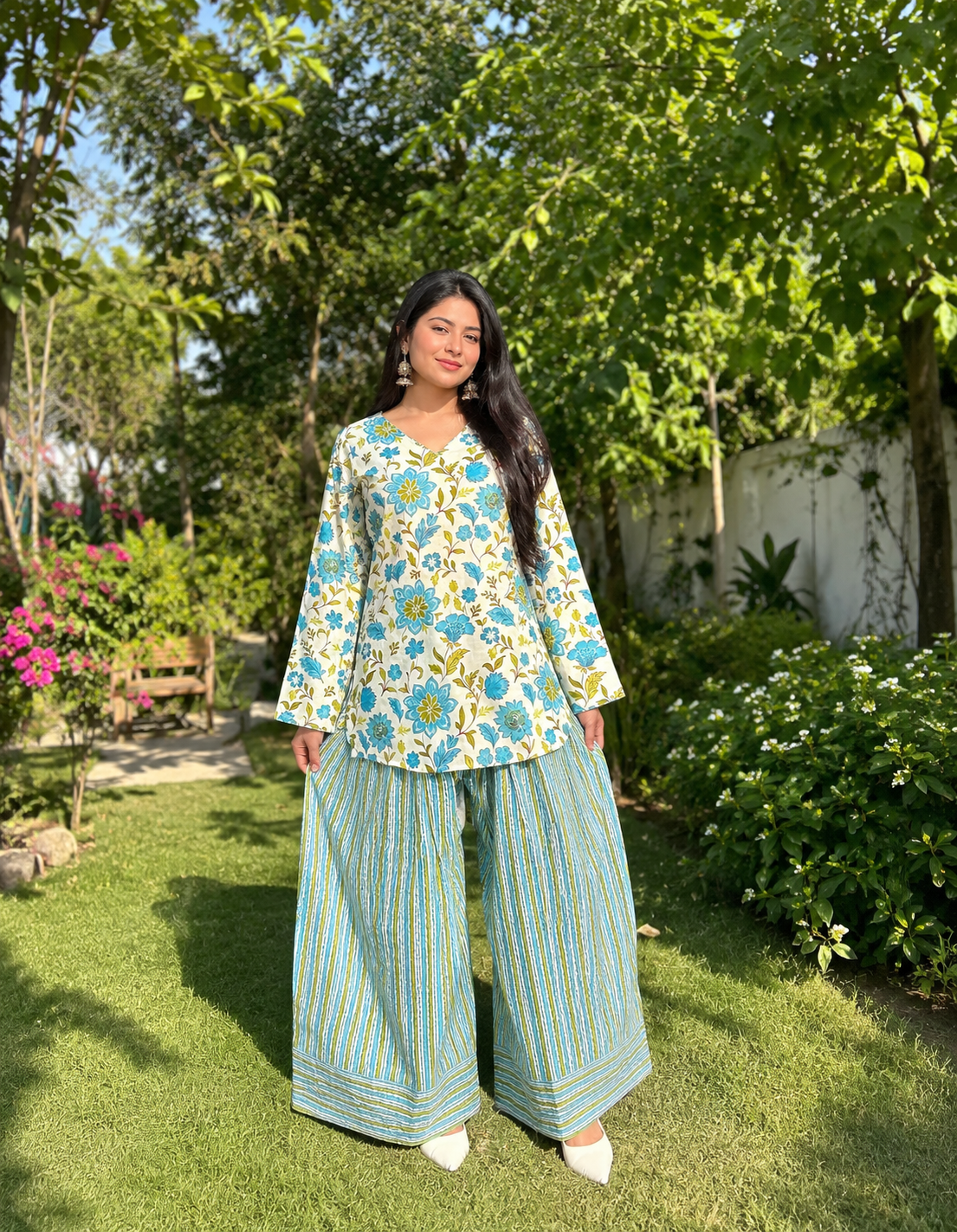 Blue gulmohar Farshi Salwar Suit