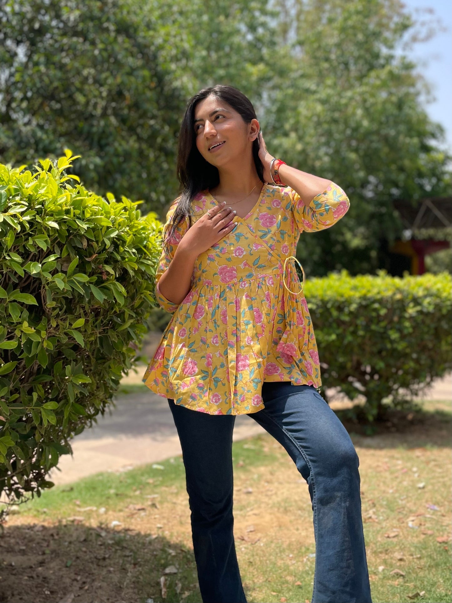 N.Yellow Angrakha Top