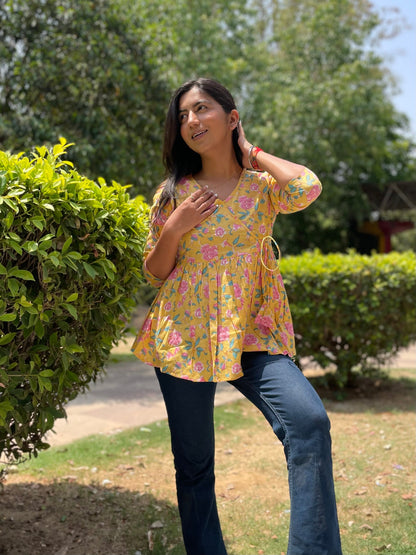 N.Yellow Angrakha Top