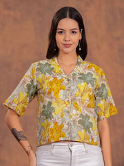 Yellow Flower Crop Shirt