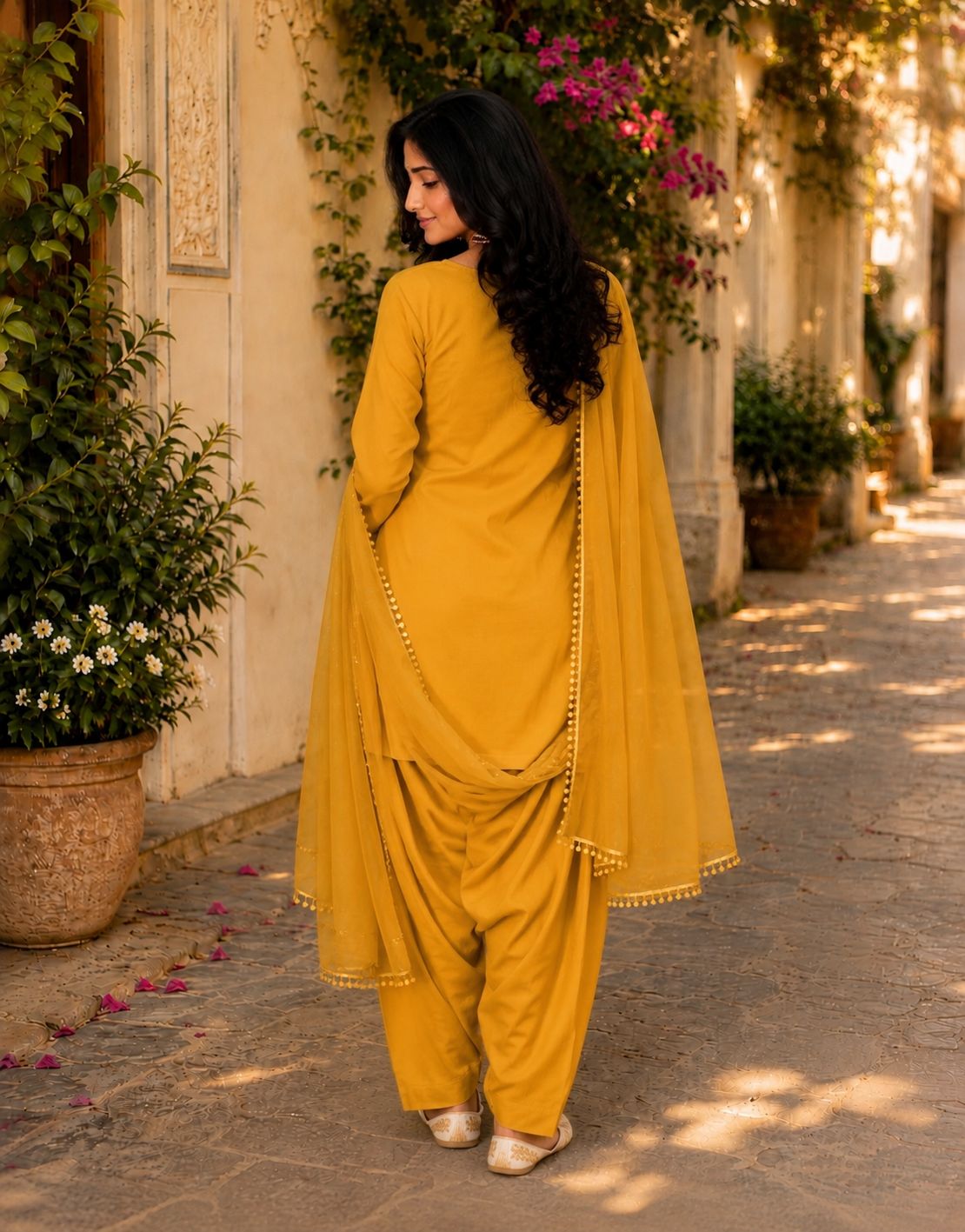 Yellow Farshi Salwar Set with Dupatta