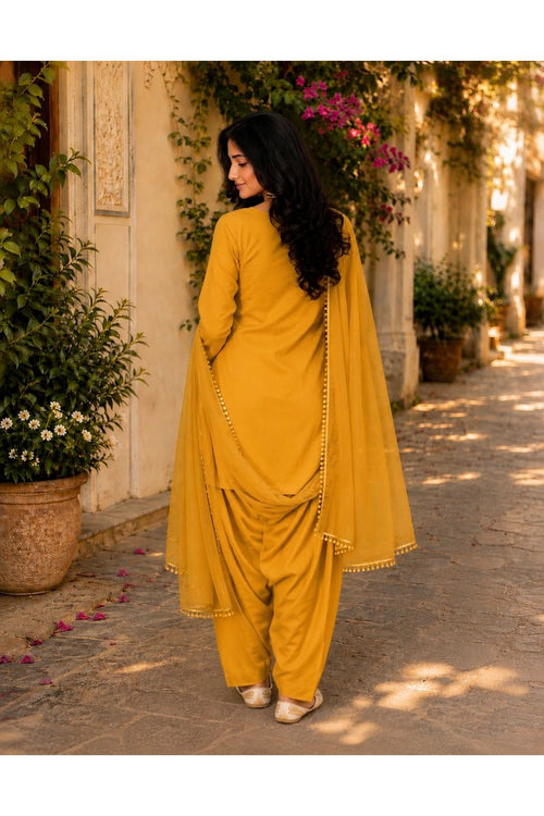 Yellow Farshi Salwar Set with Dupatta