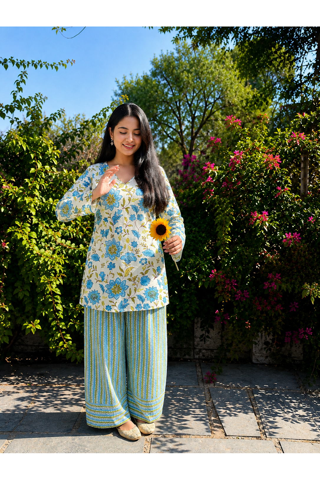 Blue gulmohar Farshi Salwar Suit