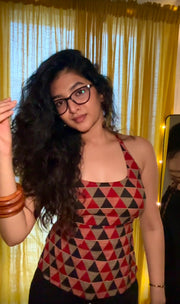 Crimson Geometric Baddie Kurti