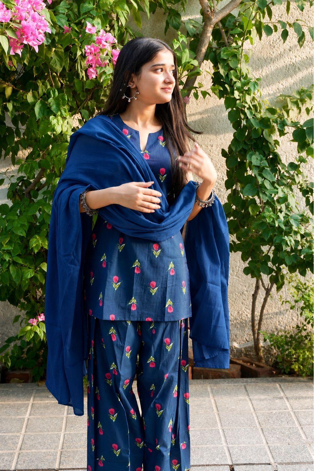 Bloom in Blue Farshi Salwar with Dupatta