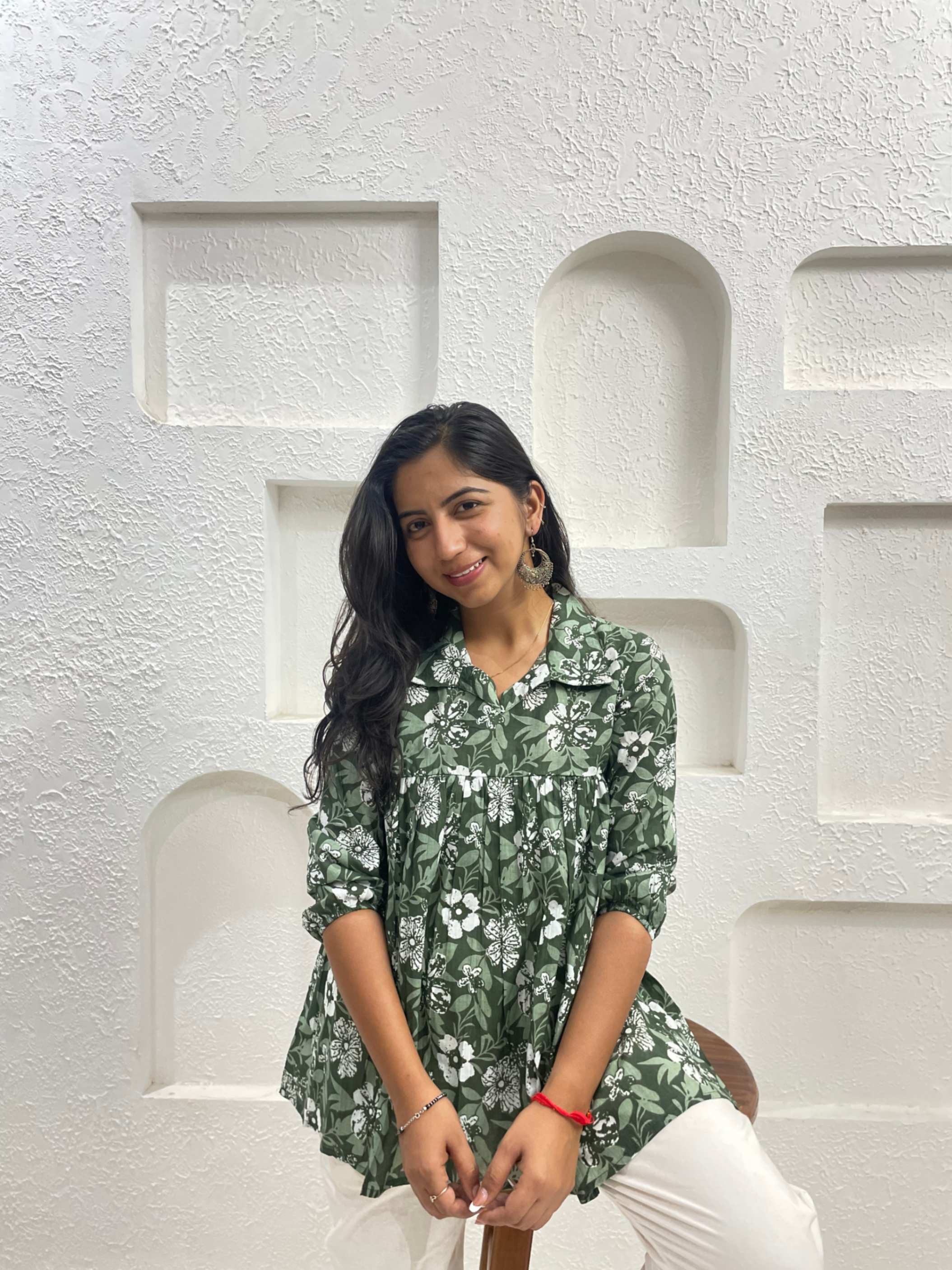 GREEN PEPLUM TOP SHIRT