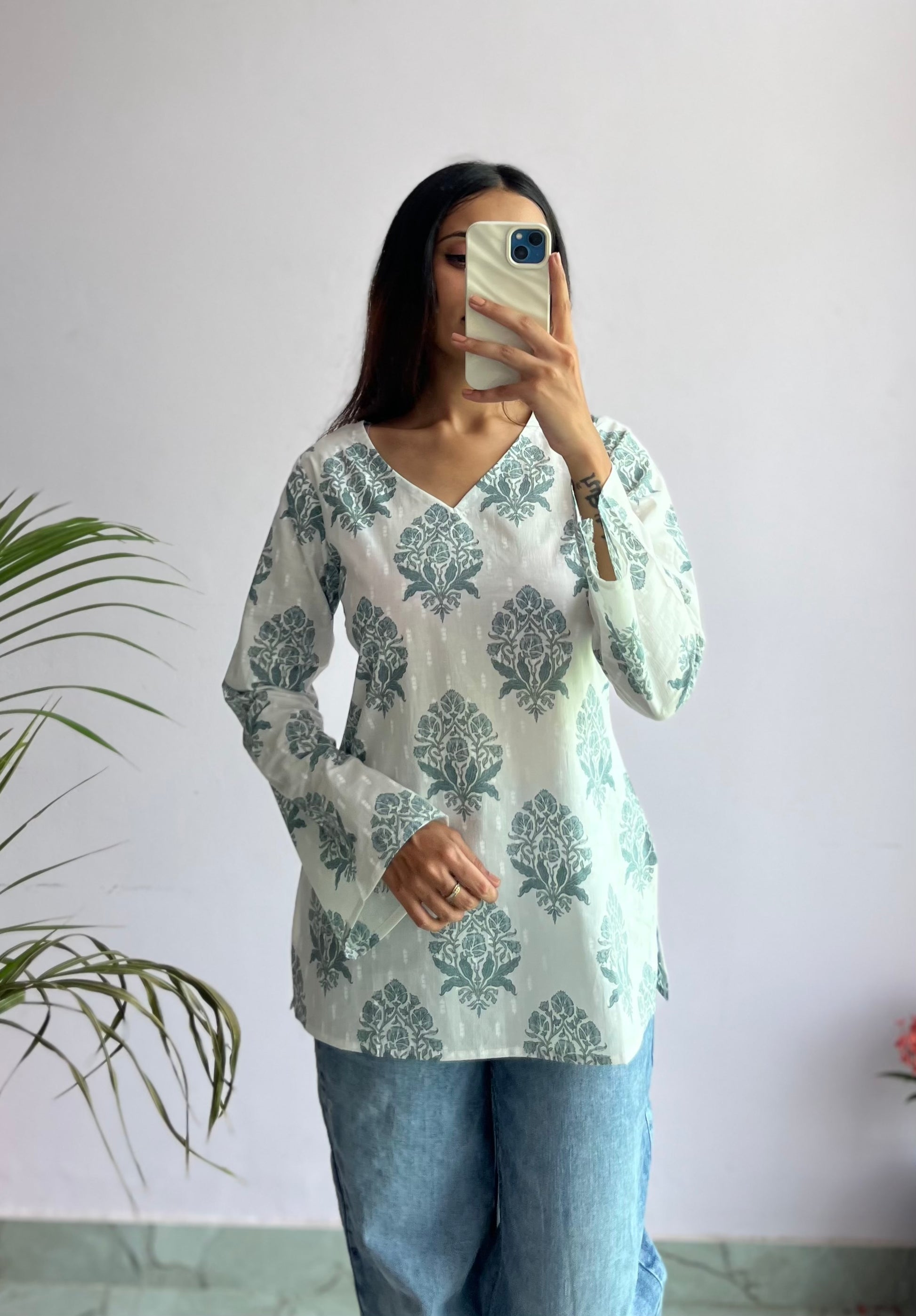 Sage Bell Sleeve Kurti