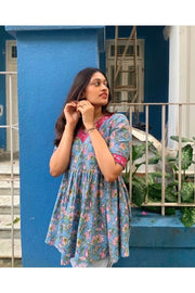 Blue Blossom Flared Tunic