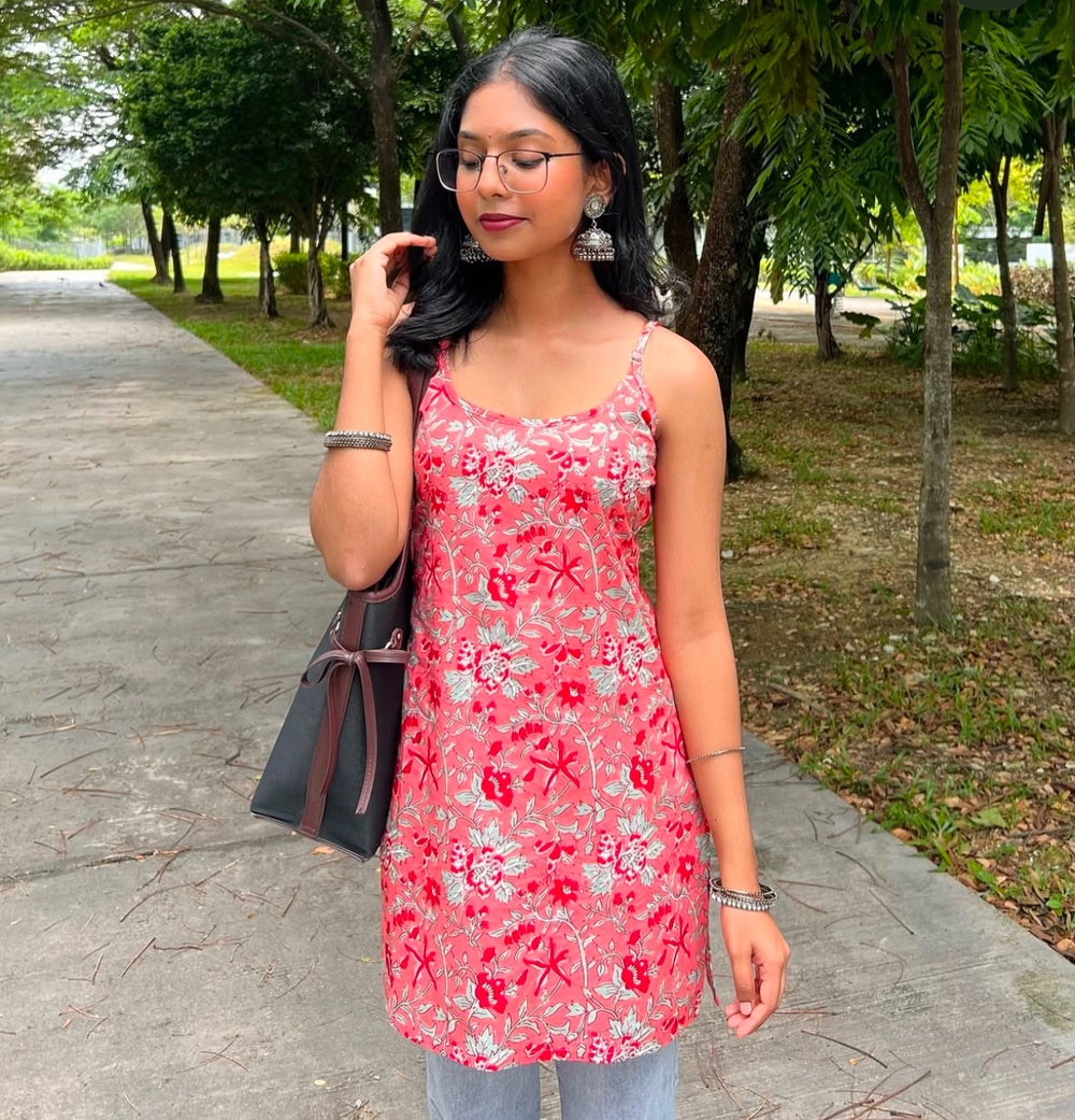 Peach strap kurta