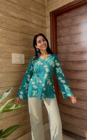 Garden Bell Sleeve Plus Size Kurti