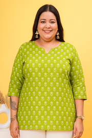 Green Straight Plus Size Kurti