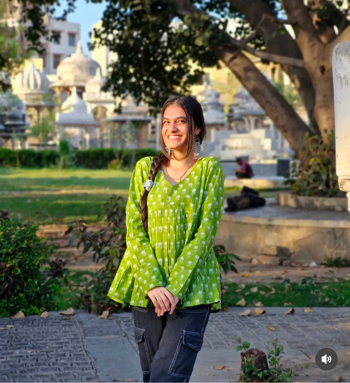 Green Booti 02 Peplum Top