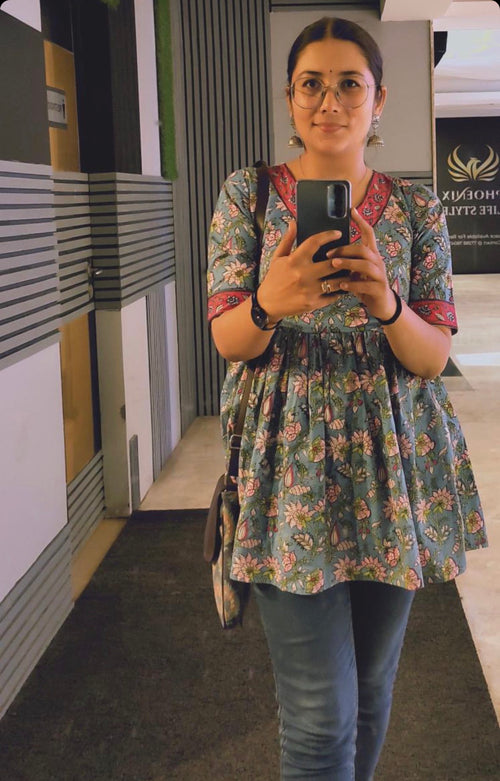 Blue Blossom Flared Tunic