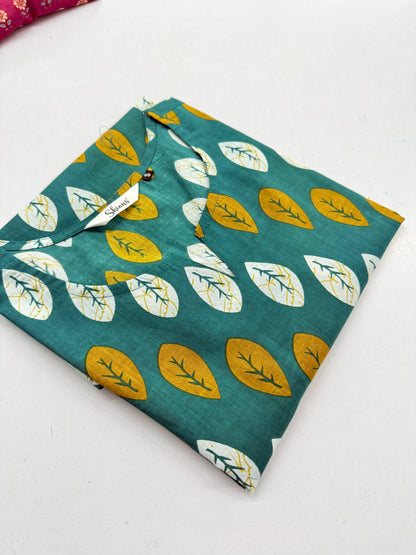 Green Leafy Short Kurta