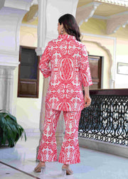 Scarlet Elegance Printed Co-ord Set