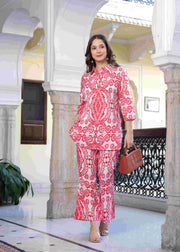 Scarlet Elegance Printed Co-ord Set