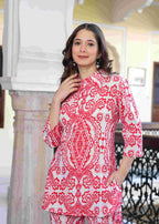 Scarlet Elegance Printed Co-ord Set