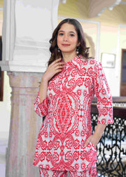 Scarlet Elegance Printed Co-ord Set