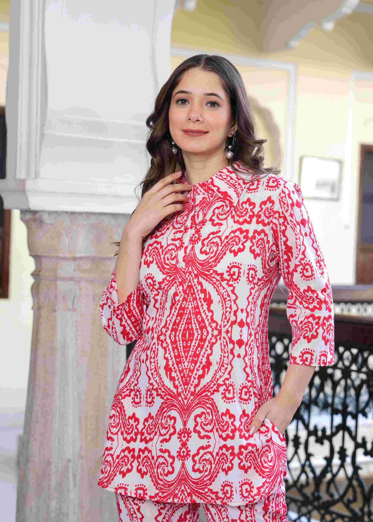 Scarlet Elegance Printed Co-ord Set