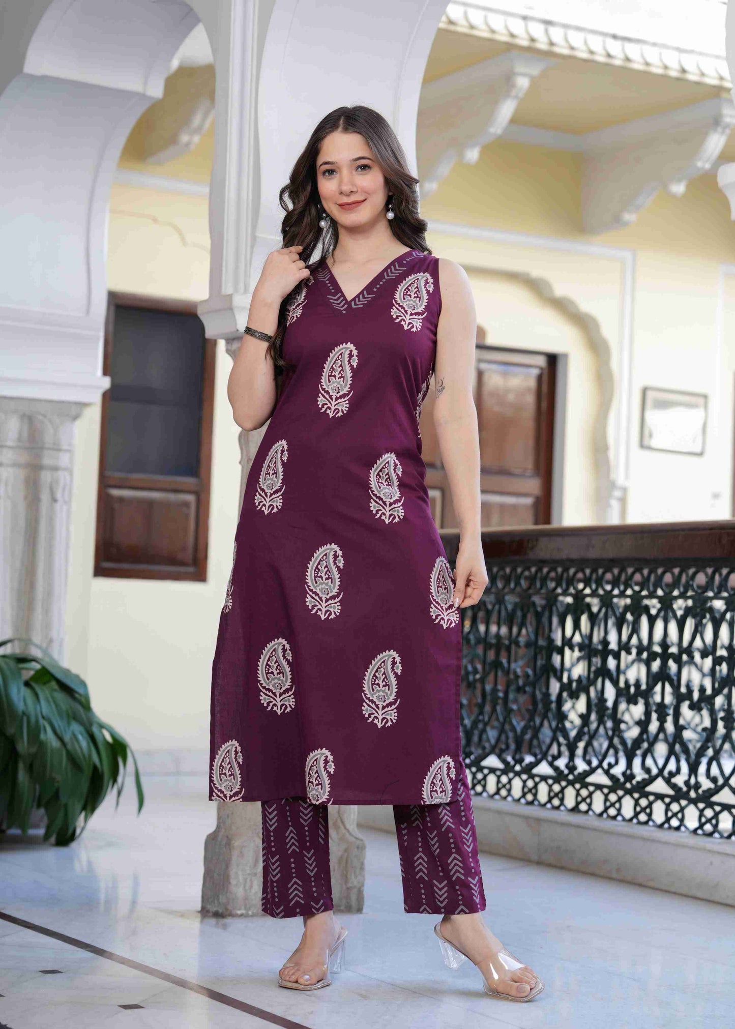 Maroon Paisley Bliss Kurta-Pant Set