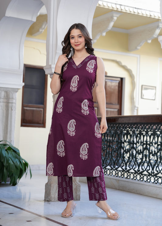 Maroon Paisley Bliss Kurta-Pant Set