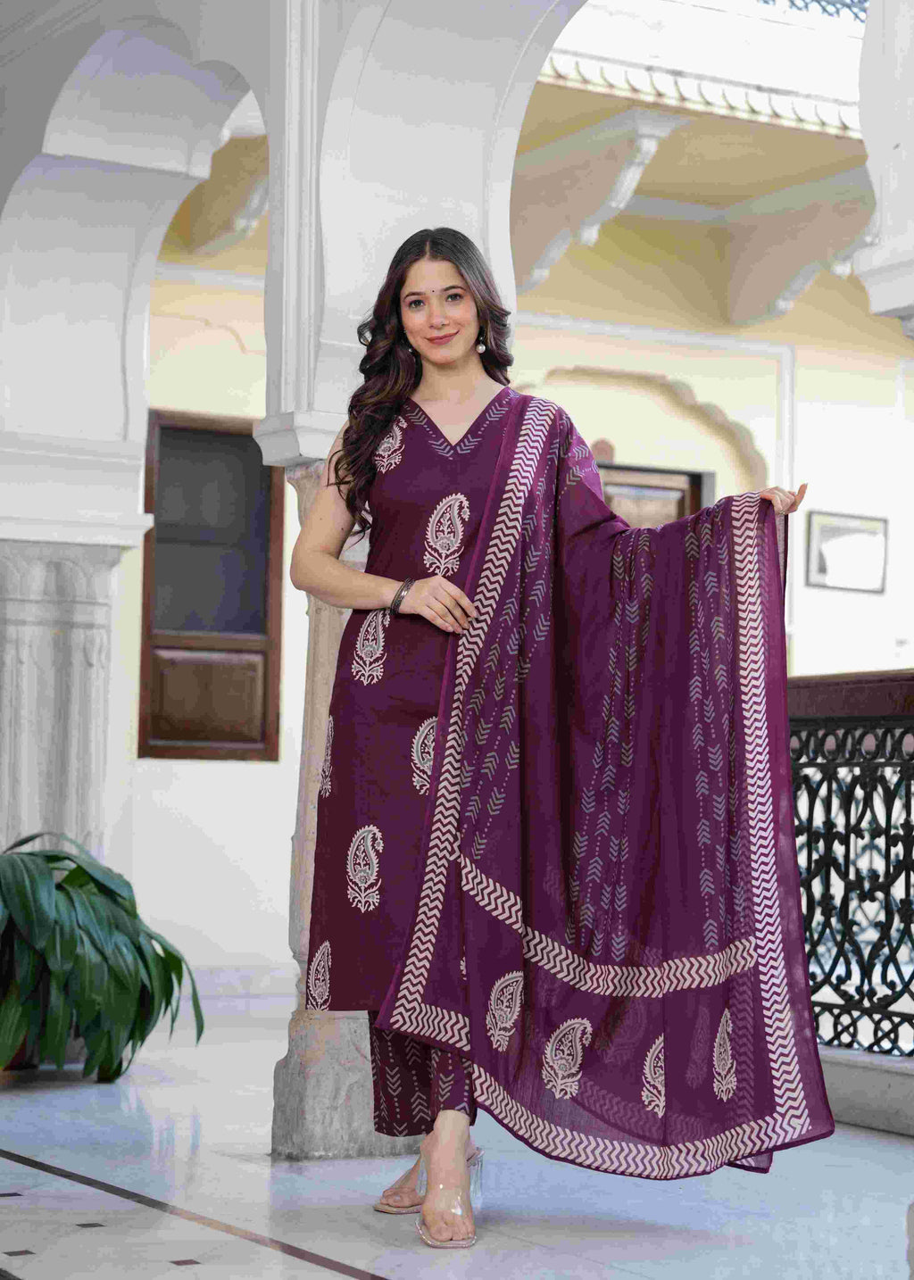 Royal Plum Paisley Suit Set