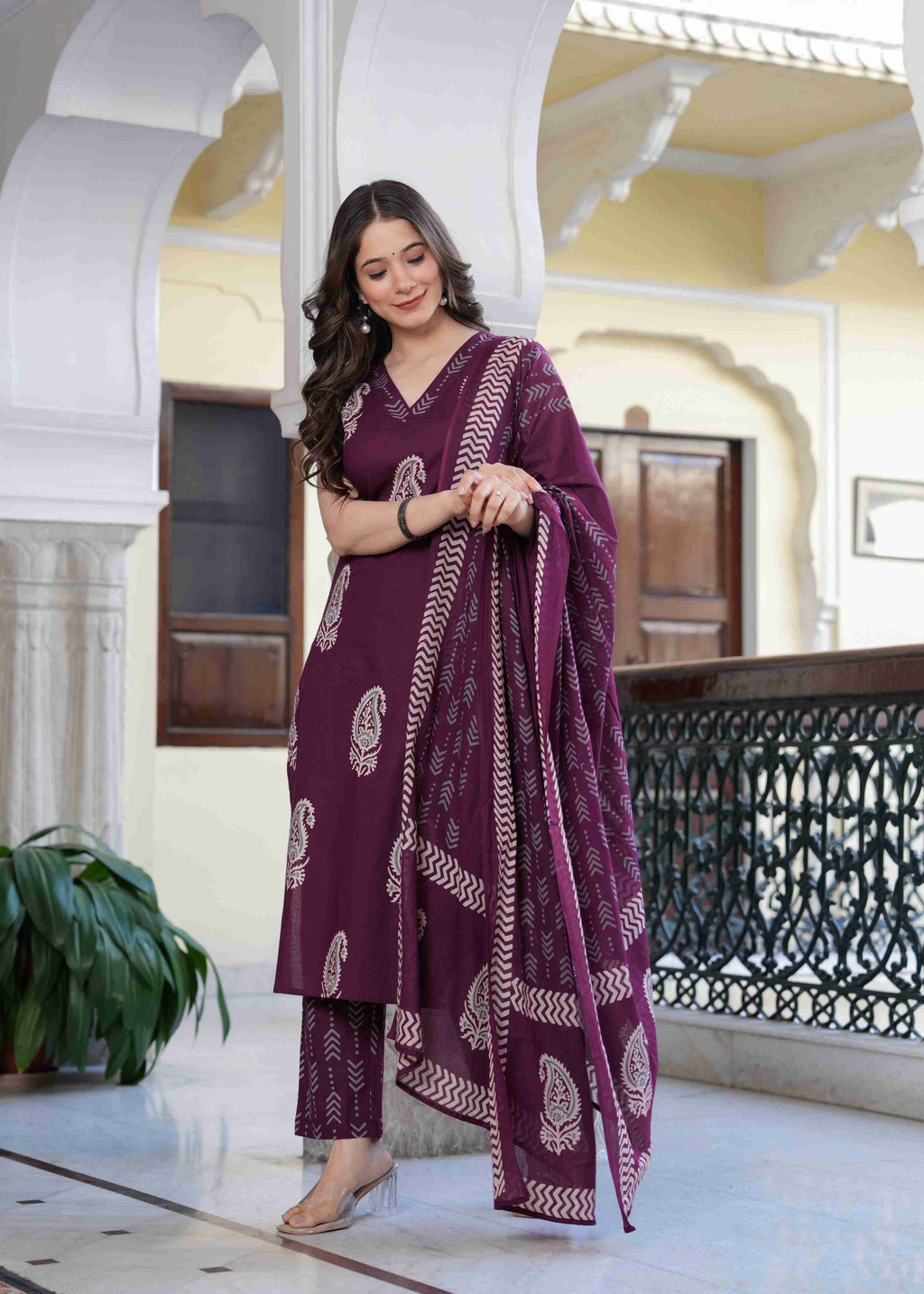 Royal Plum Paisley Suit Set