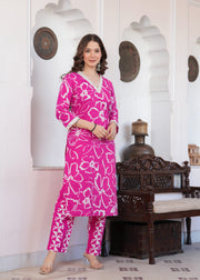Pink Floral Print Co-ord Set