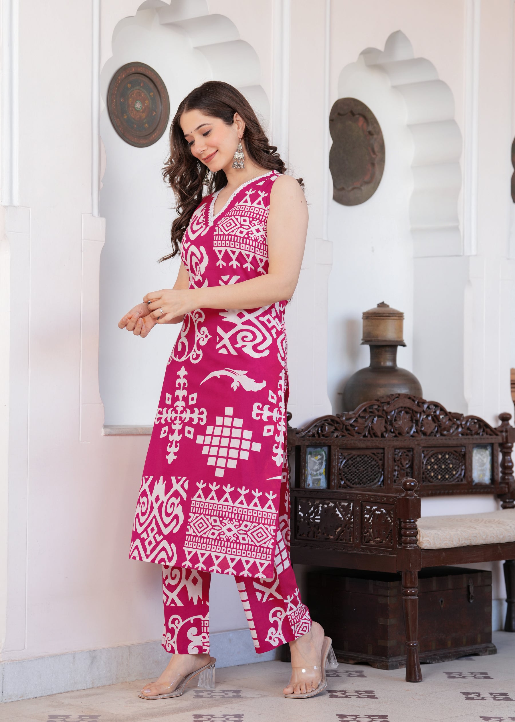 Pink Geometric Print Co-ord Set