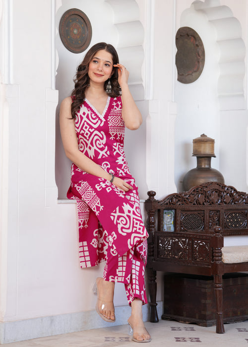 Pink Geometric Print Co-ord Set