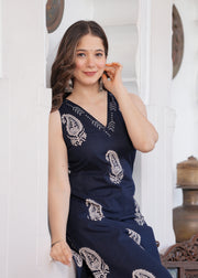 Navy Blue Paisley Print Co-ord Set
