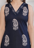 Navy Blue Paisley Print Co-ord Set