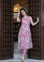 Pink Peacock Print Co-ord Set
