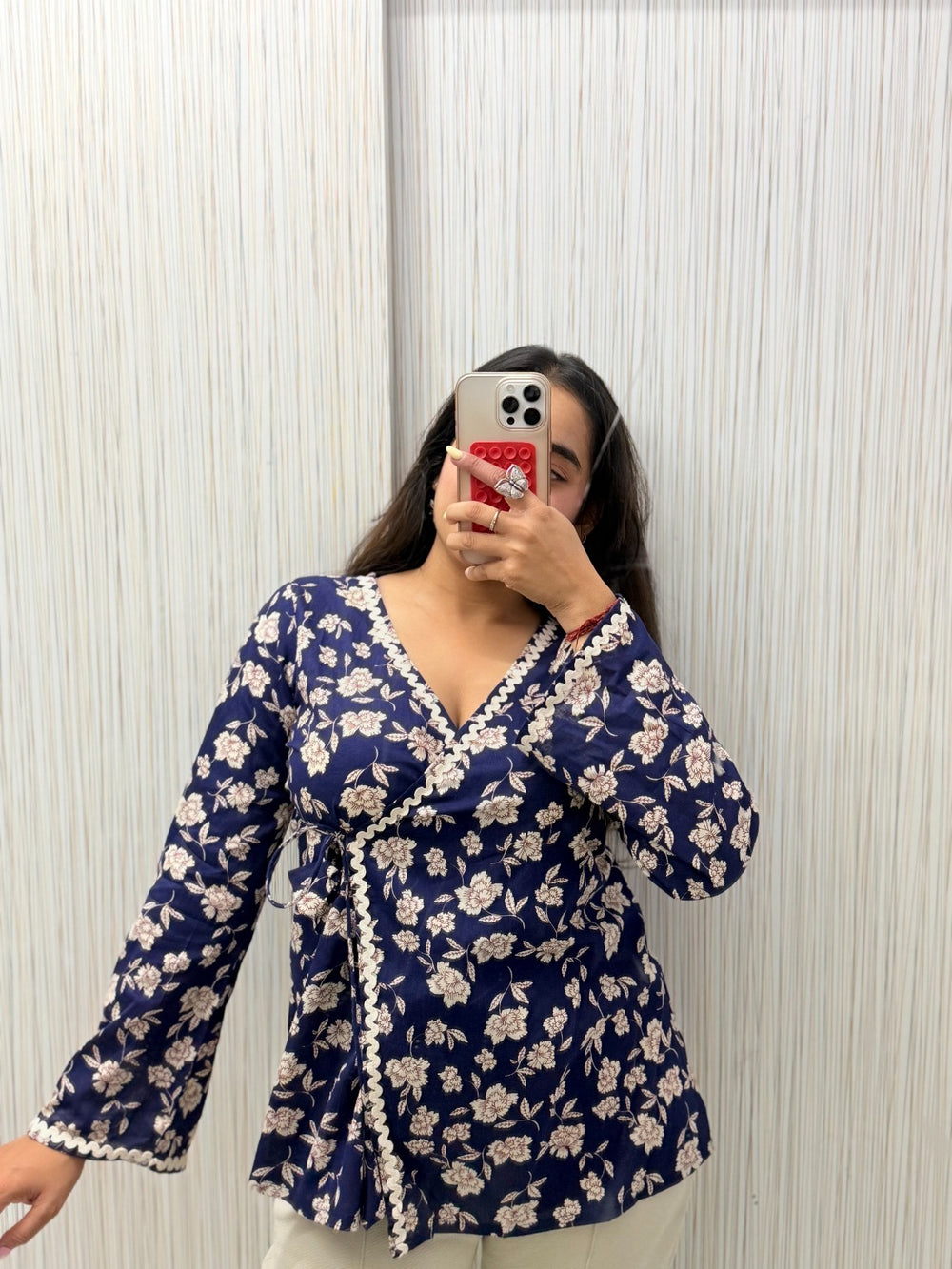 Blue White  Bell Sleeve Kurti