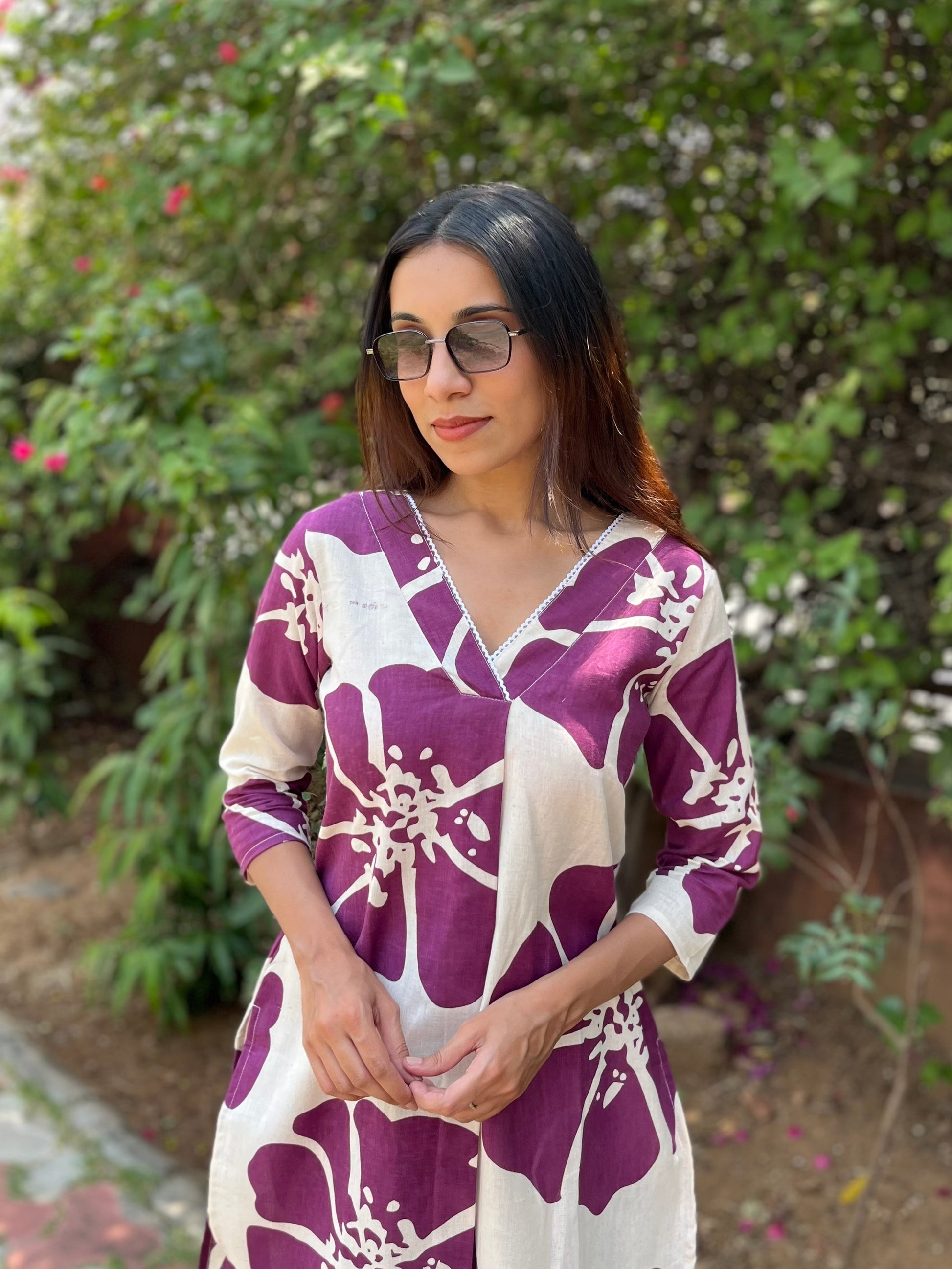 Khadi cotton Co-Ord Set(wine)