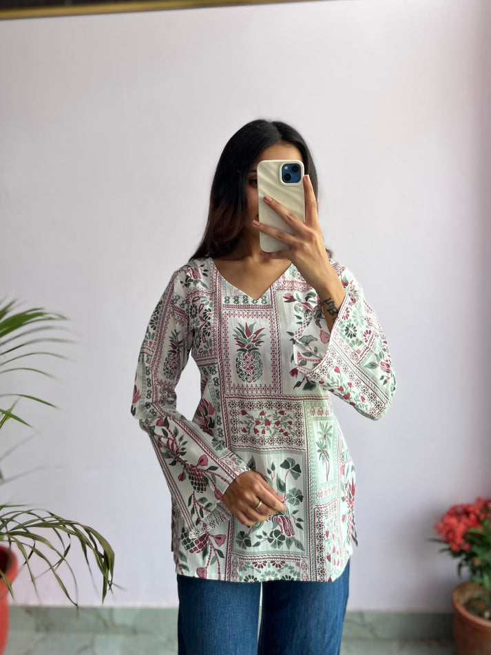 Pineapple Plus Size Kurti (pink)
