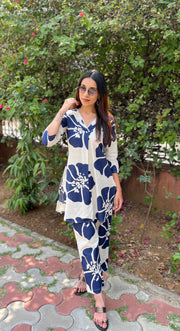 Khadi Cotton Co-ord Set (Blue)