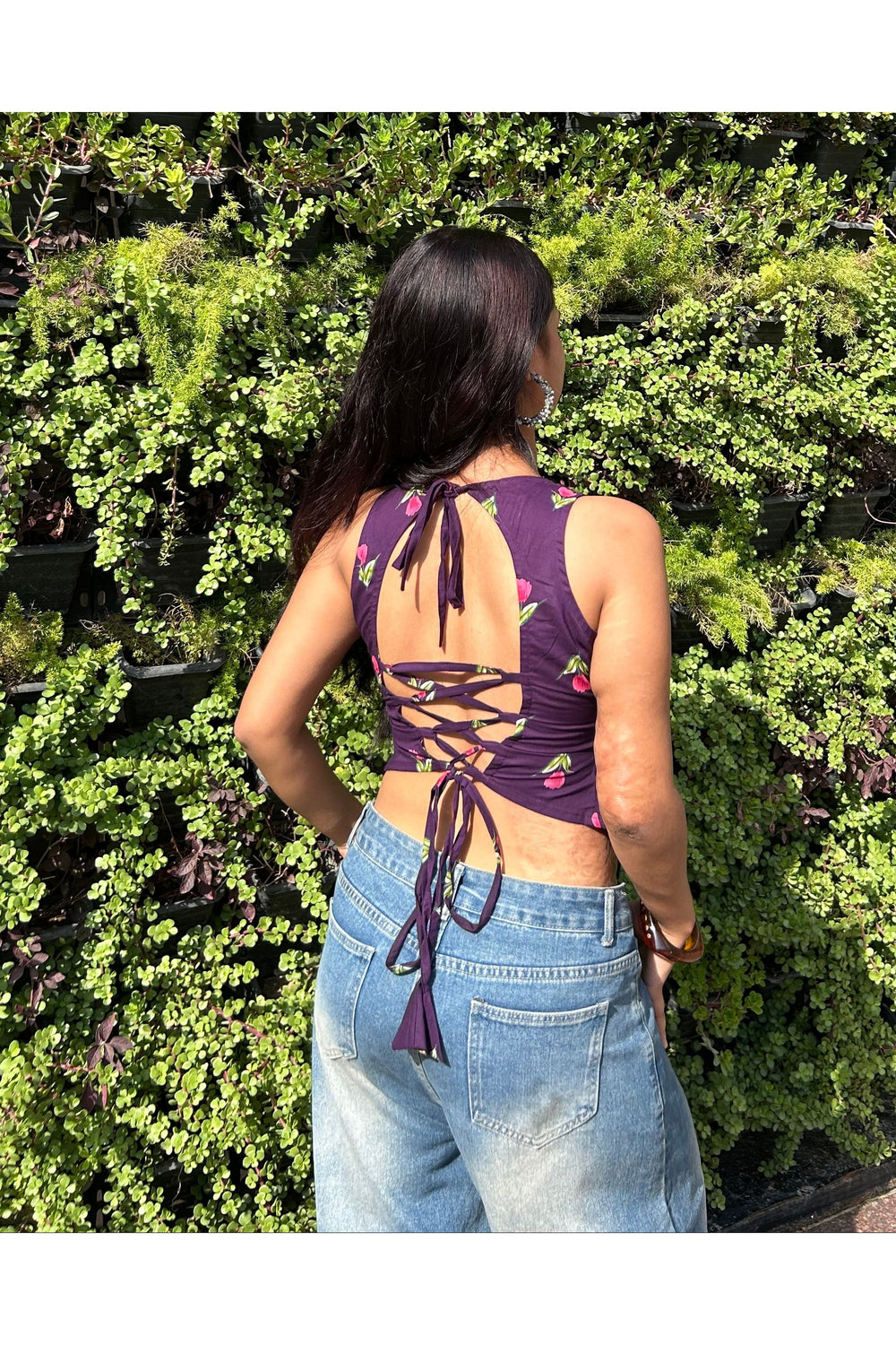 Purple Desi Baddie Backless kurti