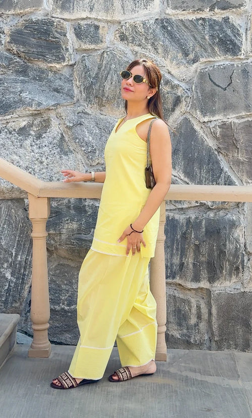 Butter yellow farshi salwar suit