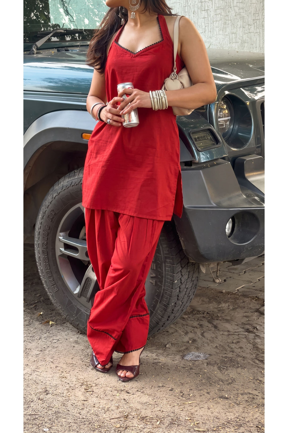 Summer Red Farshi Salwar Suit