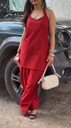 Summer Red Farshi Salwar Suit