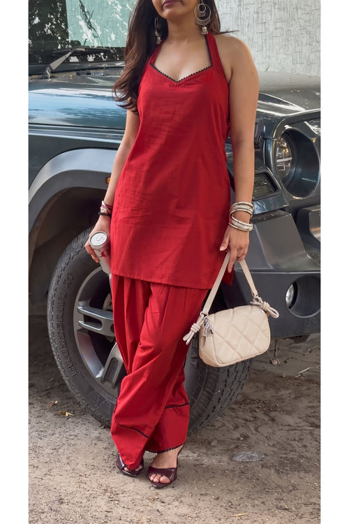 Summer Red Farshi Salwar Suit
