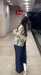 Ivory Indigo Farshi Salwar Set With Dupatta